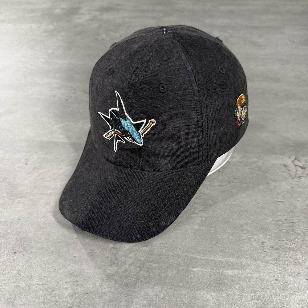 San Jose Sharks Hat Black Low Profile Dad Cap Adjustable Strap Bulldog Concrete